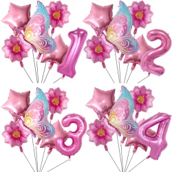 Balão Borboleta Jardim Encantado Número Grande Rosa Metalizado Decoração Festa Flor Primavera Picnic Piquenique