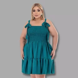 Vestido curto plus size feminino lastex soltinho com alças G1 G2 G3