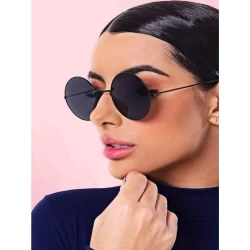Redondo Ozzy Óculos De Sol Feminino Modas Vintage Unisex Metal