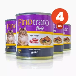 Kit 4 Patê Finotrato Gatos Sabor Carne Super Premium Lata de 280g