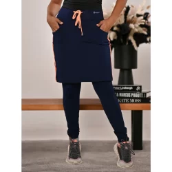 Saia Calca Fitness Azul com Bolso e Listras Anagrom