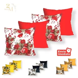 KIT c 4 ALMOFADAS CHEIAS c ZÍPER 45X45cm ALMOFADAS DECORATIVAS
