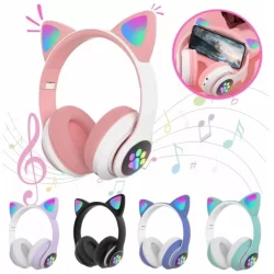 Fone Orelha De Gato Gatinho Headphone Bluetooth Led Sem Fio Com Microfone -X4/X2