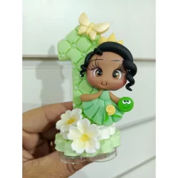 Vela de biscuit/topo de bolo tiana princesa e o sapo