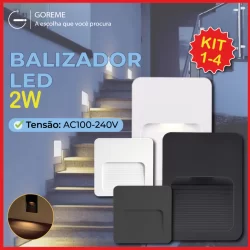 Kit 4 Balizador Led Externo IP65 Super Led 2w Luz Quente Padrão Escada Parede Sobrepor Bivolt