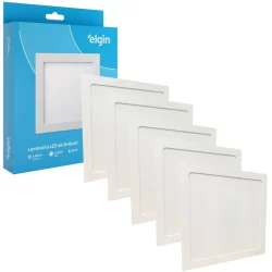 Kit 5 Painel Plafon Embutir Quadrado Led 18w Bivolt ELGIN