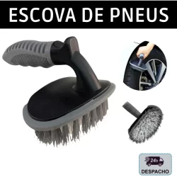 Escova de Pneu Automotiva Para Carro Moto Com Cabo Emborrachado