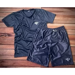 Kit 1 Camiseta Masculina Dri Fit Academia + 1 Bermuda Esportiva Leve Refletivel