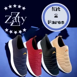 Kit 2 Pares Tênis Calce Fácil Meia Macio Esportivo Antiderrapante Feminino Masculino