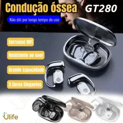 Fones De Ouvido Sem Fio Bluetooth 5.3 Abertos Com Controle De Toque LED Para para ciclismo, corrida e treino