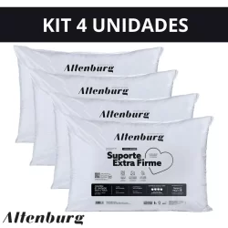 Kit 4 Travesseiros Altenburg Suporte Extra Firme 50cm x 70cm 100% Percal 180 Fios