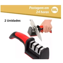 KIT 2 Amolador Afiador De Facas Em Aço Inox Com 3 Afiadores