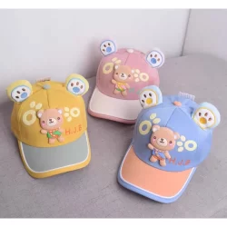 Boné De Bebê 2 ao 6 Anos Para Primavera Verão Outono Proteção de sol Chapeu BeisebolModerna Ursinho Para Menina e Menino