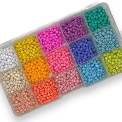 Kit Miçangas de vidro Completo pulseira colar bijuteria colorido - aprox 1500pçs
