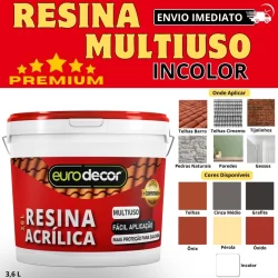 Resina Acrílica Eurodecor 3,6L Verniz Brilhante Incolor ou Colorida 3,6L e 1L