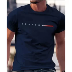 Camiseta Masculina Boston Estilosa de Algodão Envio Já