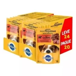 Kit Sachê Pedigree Sabor Carne ao Molho e Frango Raças Pequenas Adulto Alimento Umido 100gr