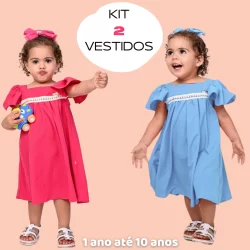 Kit 2 Vestidos Princesa Infantil Menina Confortável Festa