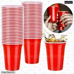 COPO AMERICANO RED CUP BEER PONG DESCARTÁVEL 25 ou 50 UN VERMELHO