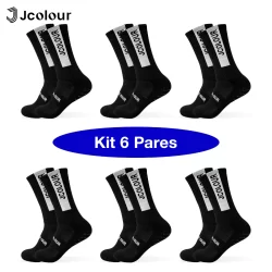 Jcolour Kit 6 Meias Esportivas Ultra Antiderrapante Futebol Design Original Lançamento 2025