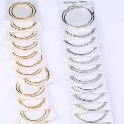 Cartelao com 12 pares de Brincos de Argolas PRATA/DOURADO -6#8#