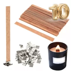 10 Unid. Pavio De Madeira + 10 Ilhos Para Velas Eco - 15cm (maior tamanho do mercado)