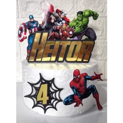 Topo / Topper de bolo Vingadores em camadas - 3D ou simples
