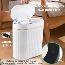 Lixeira com Sensor Automático Inteligente Toque Cesto Lixo Casa Quarto Banheiro Cozinha 8/12/15 L