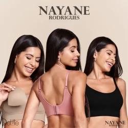 Sutiã Top com Bojo Removível Nayane Rodrigues Base Dupla Alças Ajustáveis Lateral Reforçada Fitness