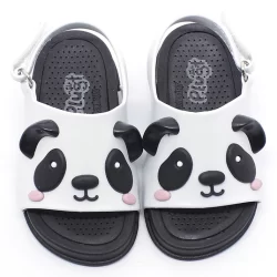 Sandália Papete Infantil Plugt Menina Confortável Leve Macio Panda Preto Branco