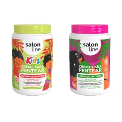 Kit Familia Creme para Pentear Definição Intensa + Kids Cachinhos Definidos Salon Line