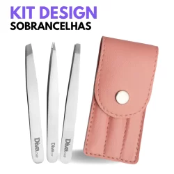 Kit 3 Pinças Design De Sobrancelhas Profissional Chanfrada, Agulha, Reta Estufa Autoclave