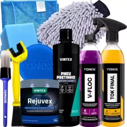 Kit Completo Lavagem de Moto Tok Final V-Floc Pneu Pretinho
