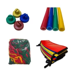 Kit com Protetor + Rede + 6 Isotubos + 6 Ponteiras - Feito para Cama Elástica de 2,44m De Diâmetro