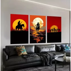 Kit Quadro Decorativo Quarto/Quarto Jogo,Geek Red Dead Redemption 2 Moderno Luxo Mosaico Mdf
