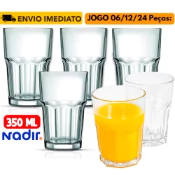 Kit 04/06/12 Copos Bristol Vidro Long Drink 350ML Transparente Coliseu Refrigerante Outback Buffet
