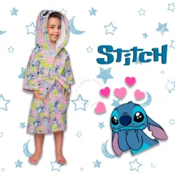 Roupão de Banho Infantil Menino Menina Stitch Piscina Praia Felpa Aveludado Atoalhado Estampado