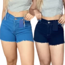 Kit 2 Shorts Jeans Cintura Alta Modelos Variados Qualidade Premium