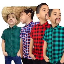 Camisa Xadrez Social Menino Infantil Viscose Manga Curta