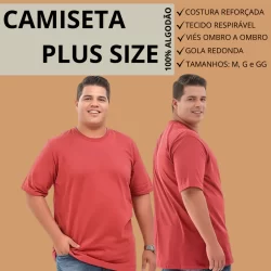 Camiseta VERMELHA Premium Plus Size 100% algodão tamanhos grande G1, G2, G3