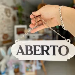 PLACA ABERTO E FECHADO EM ACRILICO  COM VENTOSA