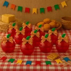 Mini Maçã Acrílica com Tampa – Ideal para Lembrancinhas e Decoração de Festa Junina!
