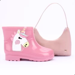 Galocha Infantil Rosa Unicornio Feminino Bota Infantil Feminina Rosa Botinha Chuva Bota Menina