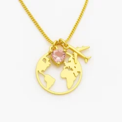 colar feminino banhado a ouro  mapa mundi