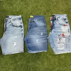 Bermuda JEANS kit 3 bermudas jeans masculina estilosa curta jovem