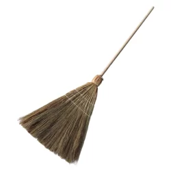 Vassoura Caipira De Palha Grande 40cm Com Cabo 1,48cm