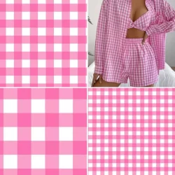 CREPINHO XADREZ BARBIE ROSA EM 3 TAMANHOS IDEAL PARA ROUPAS FEMININAS, TOALHAS, LENÇOS, ROUPA INFANTIL
