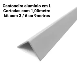 Cantoneira em L Aluminio Branca barra 1 Metrô 3/4 19mm ( opcao de 3 metros, 6 metros ou 9 metros)