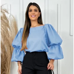 Blusa Manga Princesa Bufante Tendência Blogueiras Novidade 2022