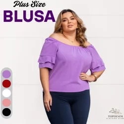 Blusa Feminina Plus Size Moda Feminina Blusinha Manga Babadinho Ombro a Ombro Envio Imediato